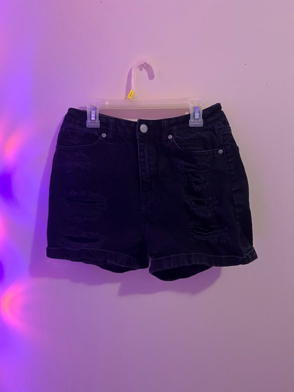 Black Ripped Jean Shorts